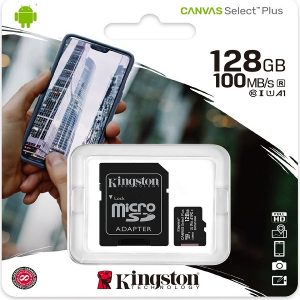 Kingston SDCS2-128GB 128GB micSDXC Canvas Select Plus 100R A1 C10 Card + ADP Hafıza Kartı