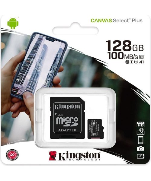 Kingston SDCS2-128GB 128GB micSDXC Canvas Select Plus 100R A1 C10 Card + ADP Hafıza Kartı